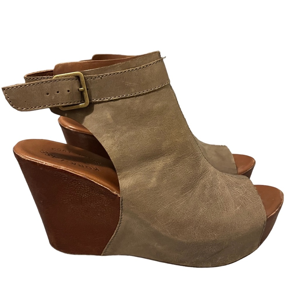 Kork-Ease Berit Tan Sling Wedge. Size 8